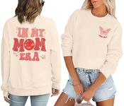 Mama Sweatshirt for Women In My Mama Era Sweatshirts Fashion Mom Pullover Moms Gift Casual Letter Print Pullover Tops Apricot