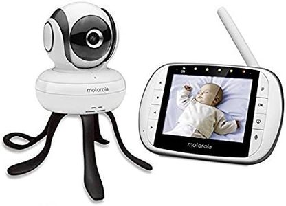 Motorola MBP36S/SC - Moniteur Vidéo Bébé avec Écran LCD Couleur 3,5", Panoramique, Inclinaison et Zoom à Distance - Mode Éco Et Vision Nocturne - Blanc