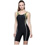 Modeokker Women Swimsuit Swimming Costume One Piece Sport Flat Seams Athletic Swimsuit With Chest Pads(UK14 Black)