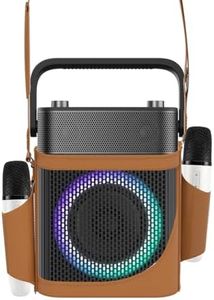 Karaoke Machine with 2 UHF Wireless Microphones with Leather Bag, IPX4 Waterproof Portable Bluetooth Speaker with Lights for Adults, Outdoor Karaoke Speaker Support Bluetooth/AUX/USB/PC (Black)