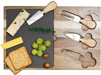 LaDonna Cheese Board and Knife Set | Charcuterie Boards for Serving Dishes | Wooden Tray Cheese Board Gift Set Serving Tray Includes 2 Knives and 1 Fork | Cheese Board Set
