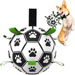 DeeNiner Dog Toys Soccer Ball with Grab Tabs, Interactive Dog Toys, Rubber Ball, Dog Water Toy, for Indoor and Outdoor Play, Funny Dog Toys for Small & Medium Dogs