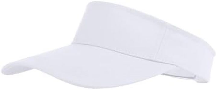 TOPTIE Sun Sports Visor Hat Plain Solid Cotton Visors Adjustable Sun Caps-White