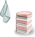 KPNG Cleaning Cloth,Coral Fleece Microfiber Dishcloth,Hangable Dish Washing Towels,Quick Dry Thicken Towel Rag Wipe for Kitchen & Bathroom,Pack of-8