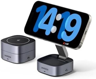 UGREEN Magnetic Foldable Charging Station, 2-in-1 Fast Wireless Charger Compatible with iPhone 15 14 13 12, Airpods3 2 Pro (No AC Adapter)