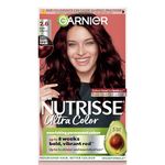 Garnier Nutrisse Ultra Color Hair Dye, Vegan, 2.6 Dark Cherry Red. Achieve 100% grey coverage and a deep, luscious 8-week red colour. No-ammonia, vegan for a rich, vibrant dark cherry red finish.