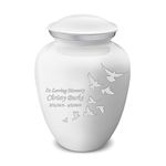 GetUrns - Personalized Dove Urns, Custom Medium Urns for Ashes, 44 Cubic Inch Cremation Urns for Ashes, Aluminum Memorial Urn, White Small Infant Urns with Lids