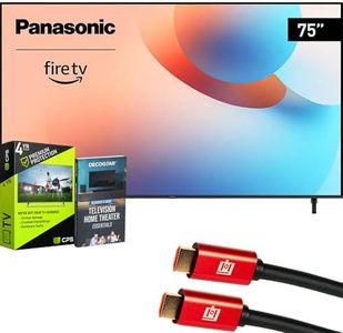 Panasonic TV-75W95AP W95 75 inch Mini LED 4K UHD Smart Fire TV (2024) Bundle with 4 YR CPS Enhanced Protection, 2X 4K HDMI Cable & Deco Gear Complete Home Theater Beginner's Guidebook
