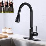 DOCNACHT 360 Swivel Modern Commercial Single Handle Kitchen Faucet Pull Down Sprayer Lead-Free Solid Brass Body Pull Out Spray Kitchen Sink,Stainless Steel High Arc 3-Function Kitchen Faucet…