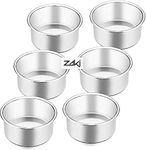 ZAKI Aluminium Baking Round Cake Pan/Mould For Microwave Oven - 4" Diameter By 2" Height (Set Of 6 Pieces), Silver