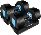 Kayman Adjustable Dumbbell Pair 2x12kg, Powerblock 12-in-1 Weight Set with Quick Radial Dial System, Adjustable Dumbbells Set Strong Grip Workouts & Strength Training dumbells for Home, Gym Fitnes
