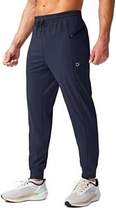 G Gradual Men's Joggers Pants with Zipper Pockets Stretch Athletic Sweatpants for Men Workout Jogging Running, Navy, Large