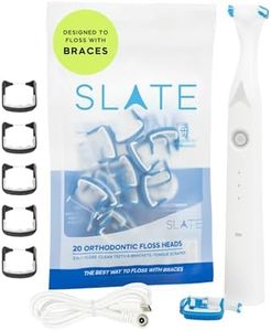 SLATE Electric Flosser | 3-in-1 Electric Flosser for Braces Dentist Invented | Eco Reusable Non-Toxic Floss, Tongue Scraper & Gum Stimulator | Ultrasonic Power Flossing for Adults & Kids