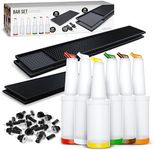 Esatto Bar Equipment Gift Set – 6 Store N Pour Bottles for Storing and Mixing Ingredients, 2 Bar Mats and 2 Shaker Mats for Spill Protection, and 24 Pourers for Precision Pouring with Dust Caps