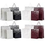 THE TWIDDLERS - 16 Colourful Gift Bags for Christmas with Ribbon Handles for Xmas, Birthday Party Present, All Occasions - Assorted Colours & Sizes - 18cm x 23cm & 32cm x 26 cm, Present Bags