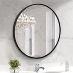 ABOUT SPACE 4mm Heavy Glass HD Mirror 24 Inch Shatter Proof and Explosion Film Proof Circle Mirror for Wall-Classic Matt Black Finish Aluminum Frame Mirror for Bathroom,Bedroom, Vanity, Foyer(60x60cm)