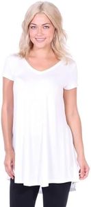 Popana Womens Short Sleeve Summer Tunic Tops to Wear with Leggings Loose Fit Plus Size Made in USA Large Pearl