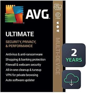 AVG Ultimate 2024 | Antivirus+Cleaner+VPN | 10 Devices, 2 Year Subscription [Download]