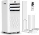 Air Conditioning Unit, 4-In-1 Powerful Portable Air Conditioner, Dehumidifier, Ventilation, Cooling Fan with Digital Display, 2 Fan Speeds, 24 Hour Timer & Window Venting Kit, 7000BTU AC Unit