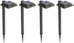 Mesh Linkable Series 4-Pack Solar LED Security Pathway Light w/ LiFePO4 Battery, 300LM, Auto-linking, 110°x16 ft Motion Detection, CCT 3000K/4000K/5000K, 4-Channel Settings, Stainless Steel, Black