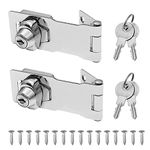 Keyed Hasp Locks, 2 Pcs Knob Locking Hasp, Cabinets Hasp Locks for Mailbox Drawer Closet, 5 Inch