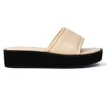 ESSEX GLAM Womens Platform Sandals Slip On Faux Leather Flatform Casual Wedge Heel Shoes