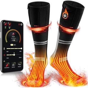 WASOTO Heated Socks for Men Women 9V Constant Voltage 3000mAh Battery Rechargeable Washable APP Control Electric Heating Socks for Hunting Fishing Hiking(Black,L)