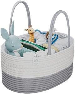 KiddyCare Woven Diaper Caddy Basket with Handle Lid Diaper Caddy Basket with Dividers for Baby Boy/Girl Nursery baby gift basket Caddy Gray Large