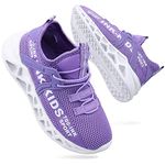 OVEKOS Girls Sneakers Ultra Lightweight Running Shoes Breathable Athletic Tennis Walking Shoes Purple Size 1