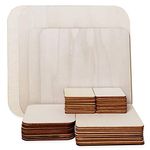 44 Pcs Unfinished Blank Wood Squares, 5 Sizes Pyrography Wooden Blanks Natural Square for Woodcraft, Gifts Decorations, Pyrography and Christmas Ornaments DIY Crafts Gifts