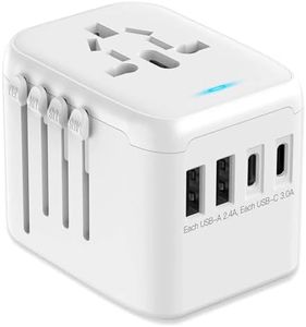 JMFONE International Power Plug Adapter, Universal Travel Adapter with 2 USB-C & 2 USB-A Ports and Multi AC Sockets, All-in-One Worldwide Travel Outlet Charger Adapter for EU US UK AU 200+ Countries