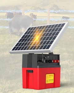 Solar Electric Fence Charger with Siren Alarm, 1.2Joules Fence Energizer, 12000mAh Battery & 10W Solar Panel, 20Miles Range Ideal for Livestock, Poultry