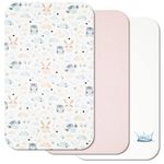 Next to Me Crib Sheets - 3pc Crib Sheets Set - 2 Fitted Cotton Sheets and 1 Waterproof Mattress Protector for Bedside Cribs - 100% Organic Cotton - Made in Europe (Cute Animals&Dots, 83x50cm)