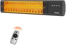 Powerscale 1500W Electric Patio Heater, IP65 Waterproof, Remote, Fast Heating, 4 Heat Levels, 24H Timer & Memory Function, Wall Mounted Indoor/Outdoor Heater for Patio, Garage, Backyard, Black