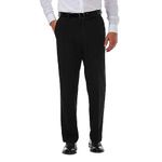 Haggar Men's Cool 18 Pro Classic Fit Flat Front Hidden Expandable Waist Pant- Regular and Big & Tall Sizes, Black, 38W x 30L