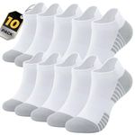 TANSTC 10 Pairs Ankle Athletic Running Socks Comfort Performance No Show Trainer Socks for Men and Women,10 Pairs,White,M