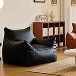 Large Bean Bag Chair for Adults Bean Bag Cover Water-Based Leather Single Lazy Sofa Cover Bean Bag Pouf Chair Mid Century Modern Lounge Chair for Living Room Indoor Spaces Bedroom Garden,No Filler (C