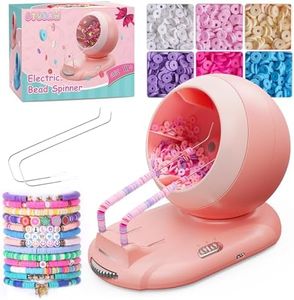 ETUDAW Bead Spinner, Rechargeable Electric Clay Bead Spinner Kit for Bracelet Making, Beginner 4500PCS Clay Beads Kit with Dual Needles and Adjustable Speed, Gift for Holidays, Birthdays (Pink)