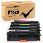 v4ink Remanufactured Toners_Cartridges_Printer Replacement for HP 305X CE410X 305A CE410A CE411A CE412A High Yield for HP Color Laser Pro 300 M351 M375nw Pro 400 M451nw M451dn M451dw M475dw M475dn