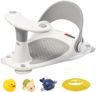 Baby Bath Seat LDIIDII Baby Bathtub Seat Infant Bath Seat for Babies 6 Months&Up Sit Up Bathing in Tub,Toddler Bath Seat with Water Thermometer/4 Strong Suction Cup/3 Bath Toys/Shower Cap (Grey)