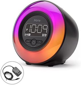 iHome PowerClock Glow Alarm Clock - Bluetooth Color Changing FM Clock Radio with USB Charging Port, Dimmable Display and 7-5-2 Dual Alarm - Perfect for Bedside Tables (Model iBT295)