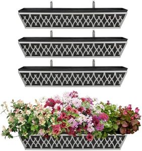 4 Pack 30 Inch Window Boxes Planters Railing Planter Box with Adjustable Brackets & Non-Woven Fabric Plant Grow Bags Deck Railing Planter Boxes Balcony Hanging Flower Box for Outdoor Plants