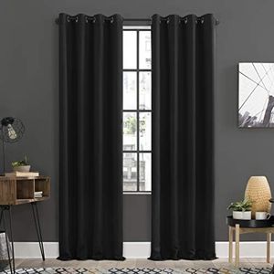 Sun Zero Soho 2-Pack Blackout Energy Efficient Grommet Curtain Panel Pair, 54" x 96", Black