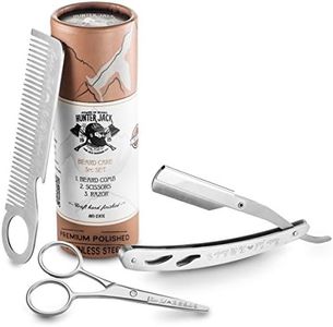 Straight Razor Kit - Complete Straight Razors for Men Kit with Beard Scissors & Metal Comb - Barber Razor for Men - 10 Extra Straight Edge Razor Blades for Shaving - Premium Polished Stainless Steel