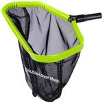 Goovilla Pool Net, Pool Skimmer Net with Double-Layer Deep Bag, Heavy Duty Aluminum Frame Swimming Pool Leaf Skimmer Rake Net with Fine Mesh, Large Pool Cleaning Net for Pond Spa Pool, Green (No Pole)