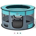 Playpen for Dogs, 44" Large Pet Playpens Foldable Portable in/Outdoor Travel Exercise Pen for Puppy Dog Cat Rabbit with Carrying Case Collapsible Bowl