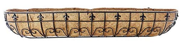 RUDDINGS WOOD Large 48" (120cm) Fleur de lys Wall Trough Planter - Metal Window Box Garden Basket Planter