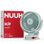 NUUK KLĪP Rechargeable Clip Fan | 3000mAh Battery | Up to 8 hrs Runtime | Super - silent BLDC Motor | 4 Speed Modes | 360° Manual Head Rotation | Strong 0–55mm Clamp | Type-C Charging