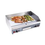 Commercial Electric Griddle 75x45cm, Countertop Flat Top Outdoor Griddles Hotplate 12mm Thickness 240V 5KW BBQ Grill Stainless Steel Steaks Business Catering Grill