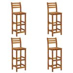 vidaXL Set of 4 Bar Stools in Solid Acacia Wood – Rustic and Robust Seats for Indoor and Outdoor Living Spaces in Farmhouse Style with Brown Color
